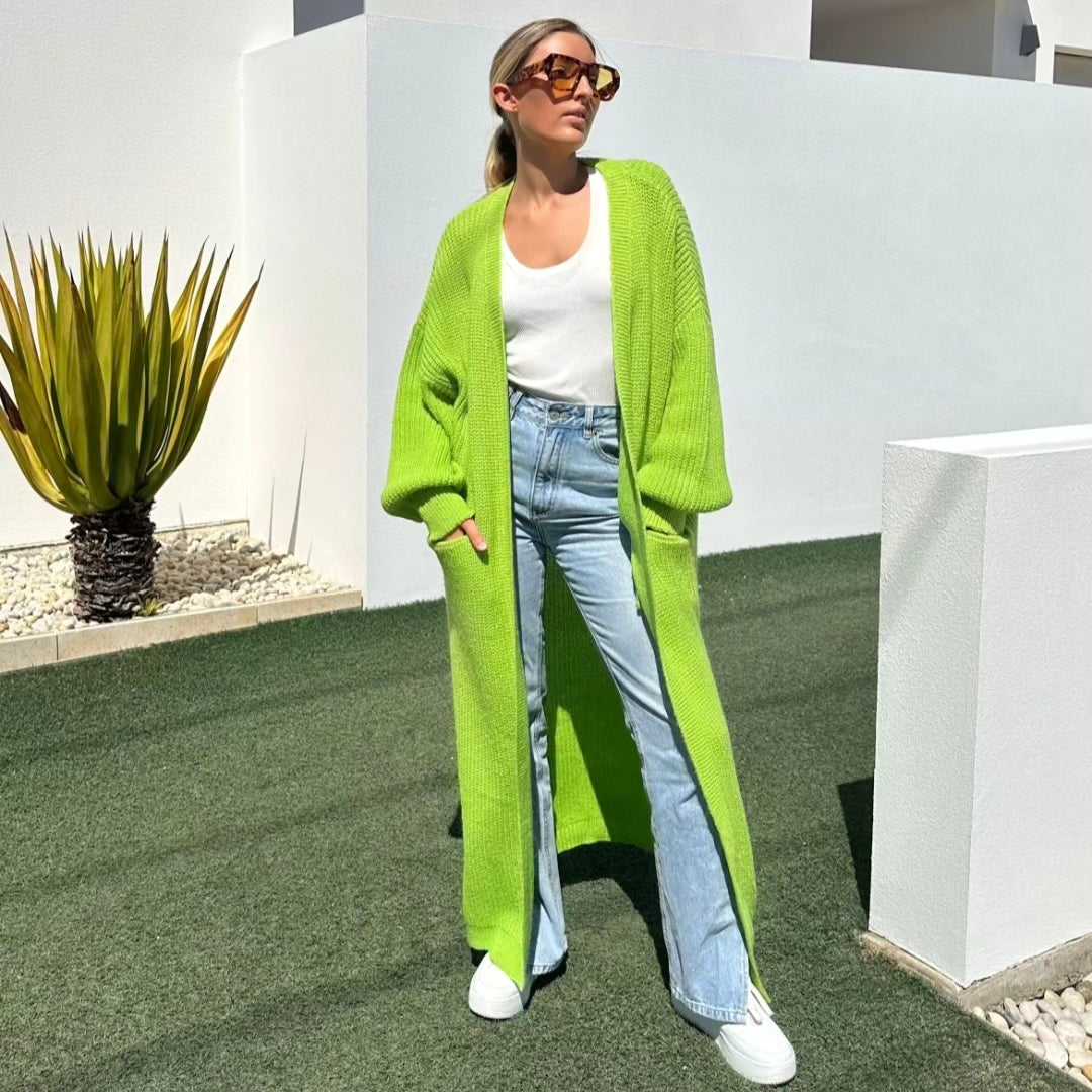 Long Cardigan Apple Green