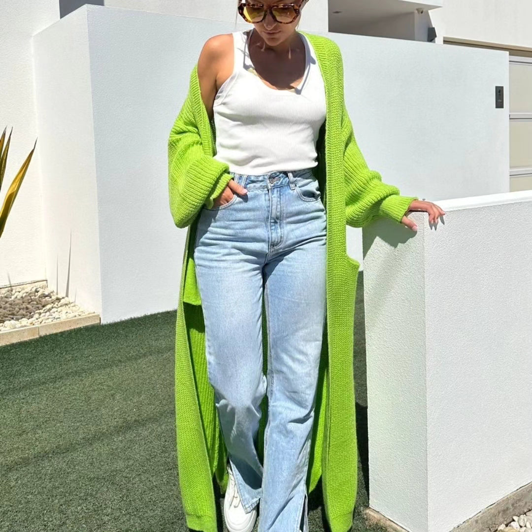 Long Cardigan Apple Green