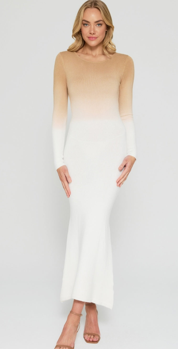 Ombre Textured Knit Maxi Dress