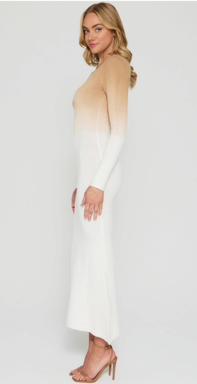 Ombre Textured Knit Maxi Dress