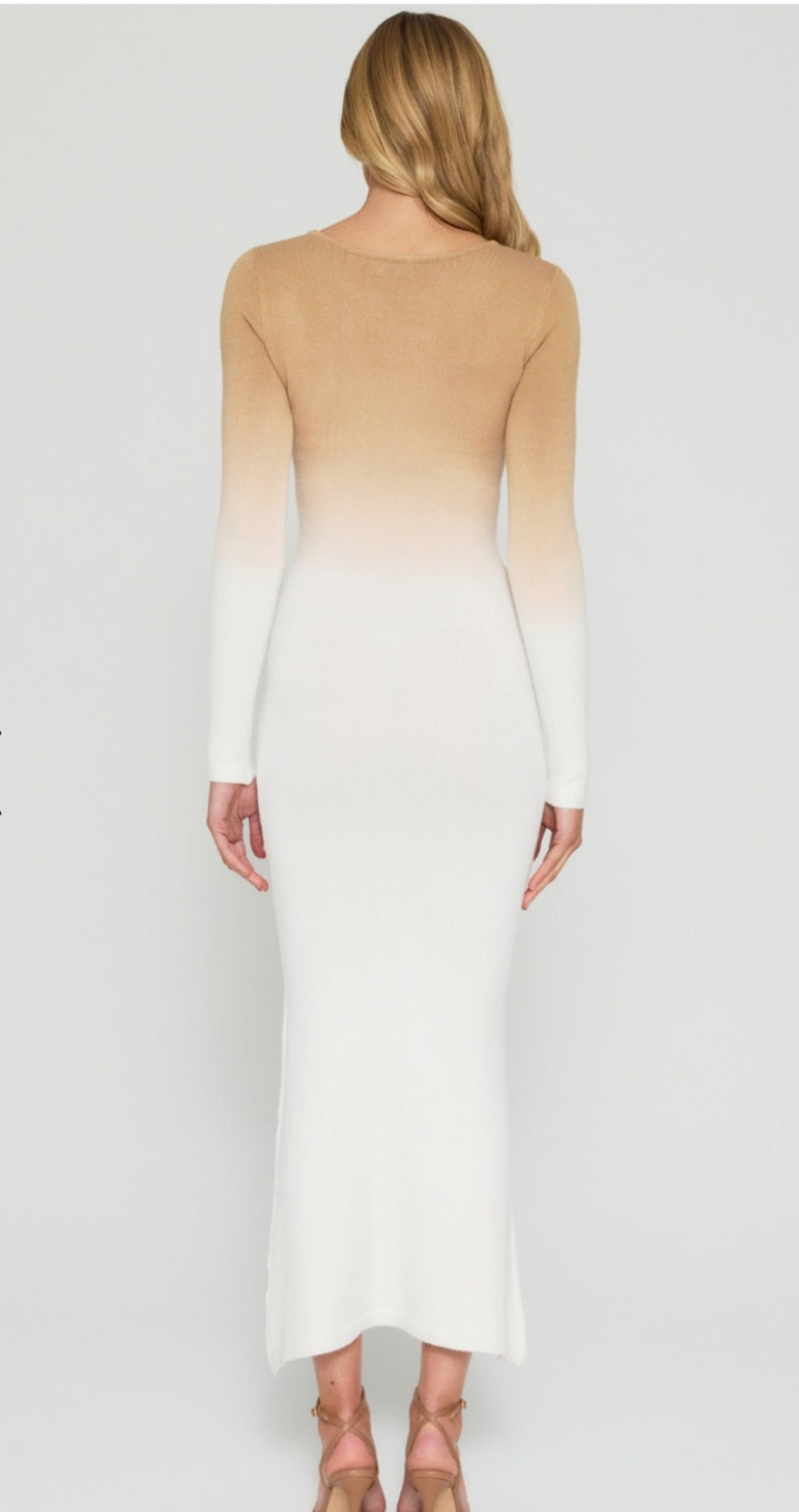 Ombre Textured Knit Maxi Dress