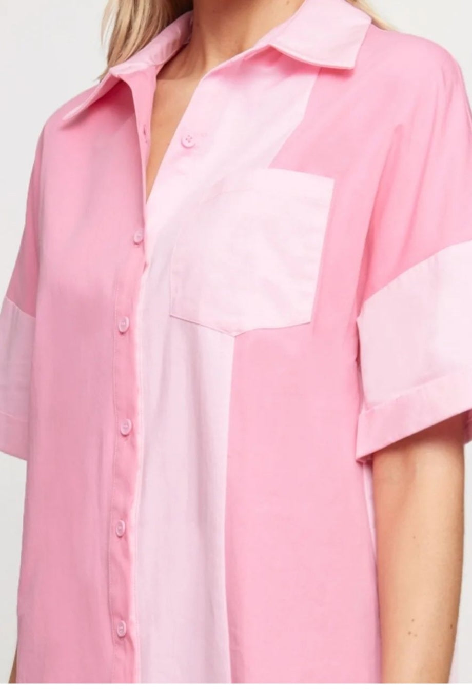 Pink shirt dress