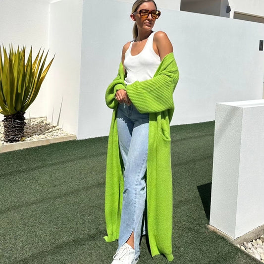 Long Cardigan Apple Green
